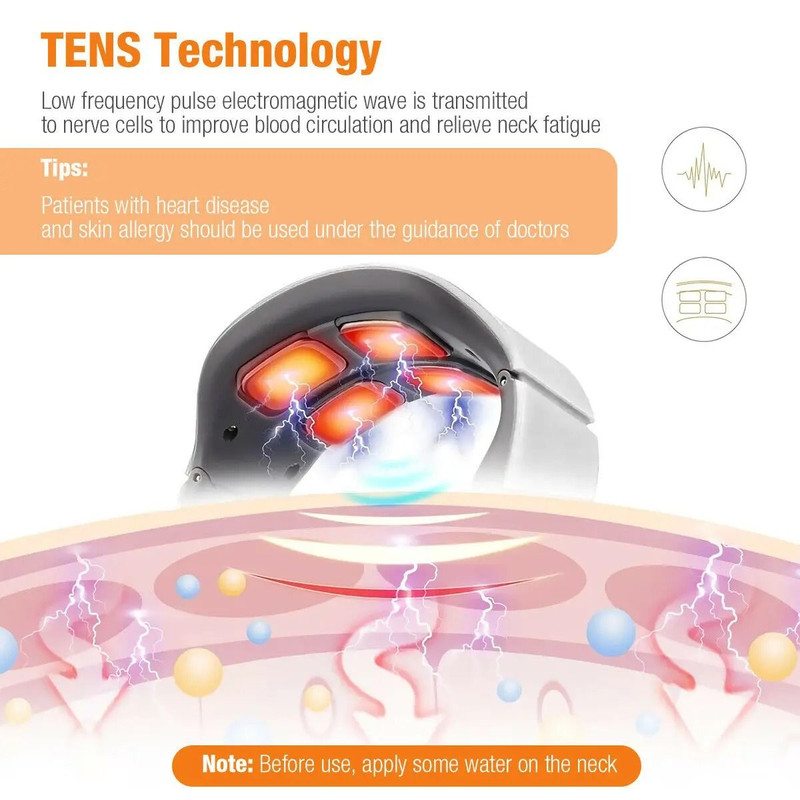 Electric Neck Shoulder Pulse Massager With Heat And TENS Magnetic Pulse Therapy For Pain Relief 4