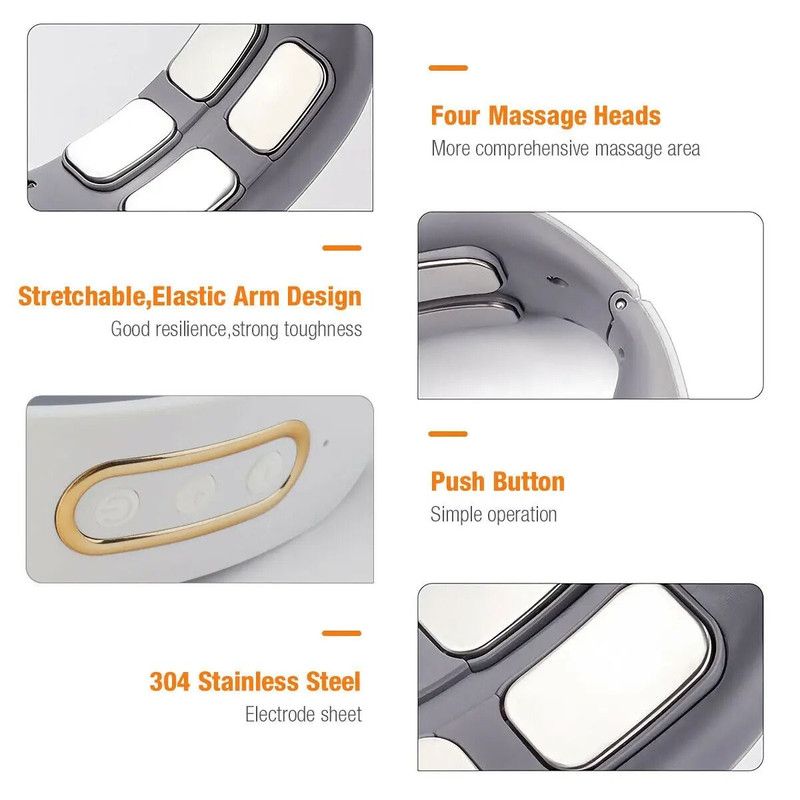 Electric Neck Shoulder Pulse Massager With Heat And TENS Magnetic Pulse Therapy For Pain Relief 5