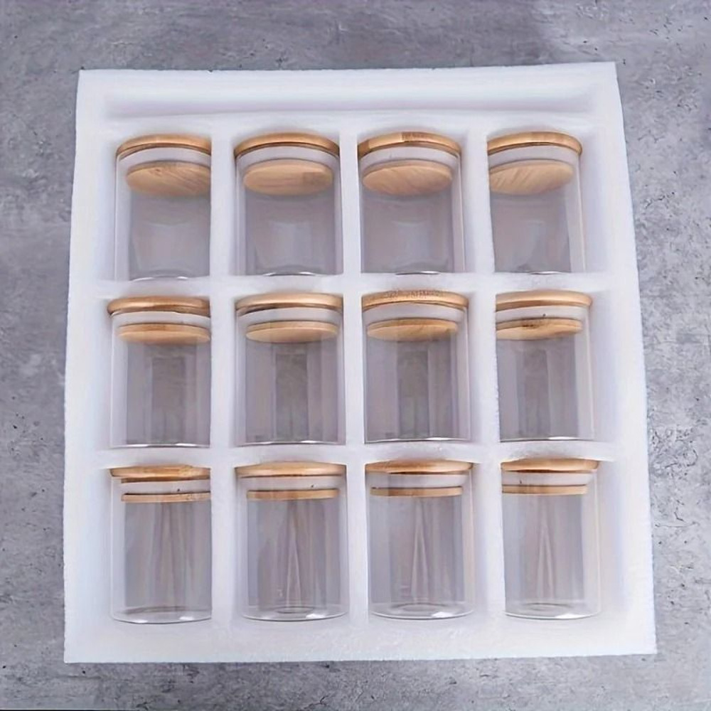 12 Piece Glass Spice Jars With Bamboo Lids And Labels Airtight 8oz Seasoning Containers For Kitchen 2