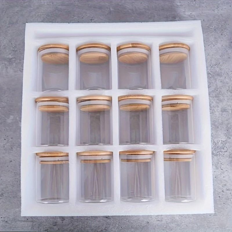 12 Piece Glass Spice Jars With Bamboo Lids And Labels Airtight 8oz Seasoning Containers For Kitchen 2