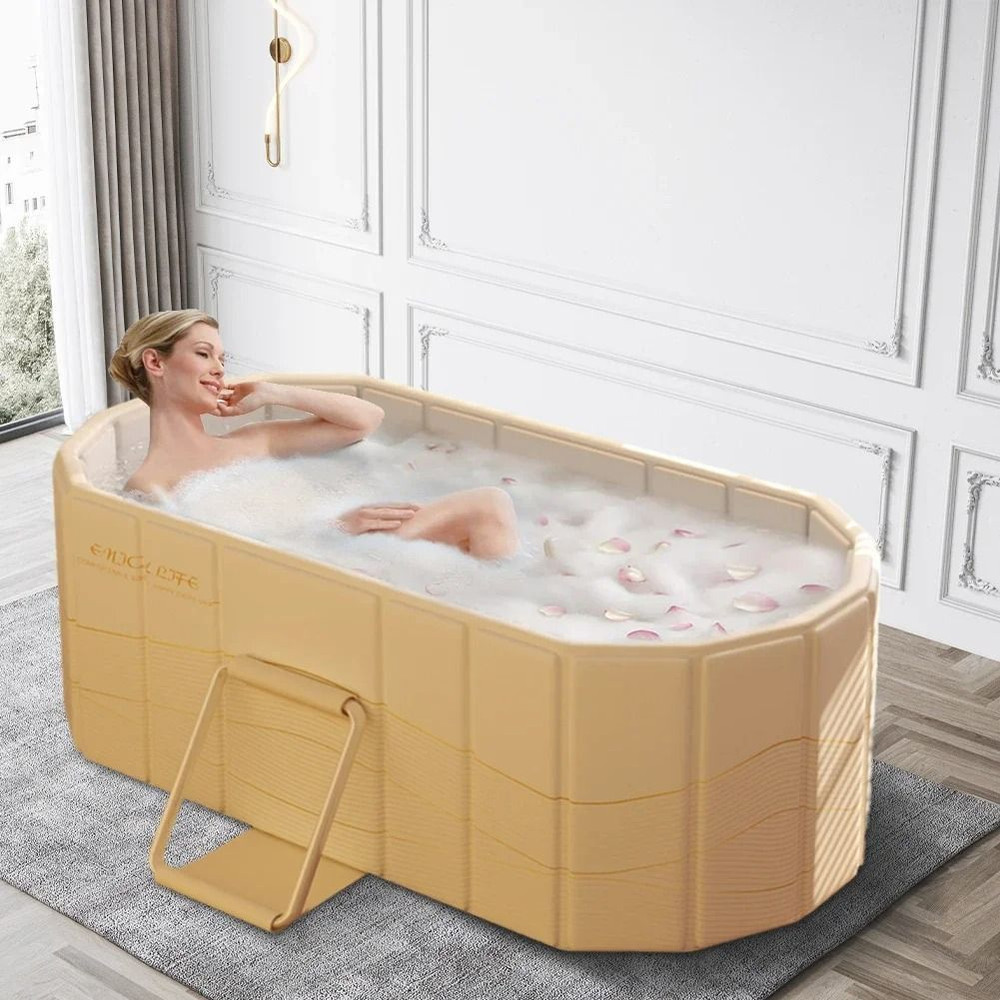 Foldable Portable Hot Tub Collapsible Ice Bath Tub With Dual Drainage Design For Home Cold And Hot  1