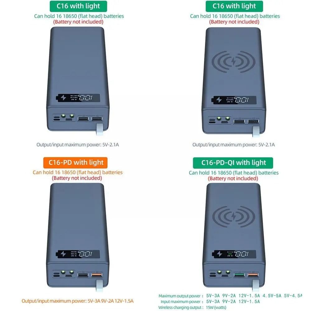 16Slot 18650 Battery Holder Power Bank Case 1