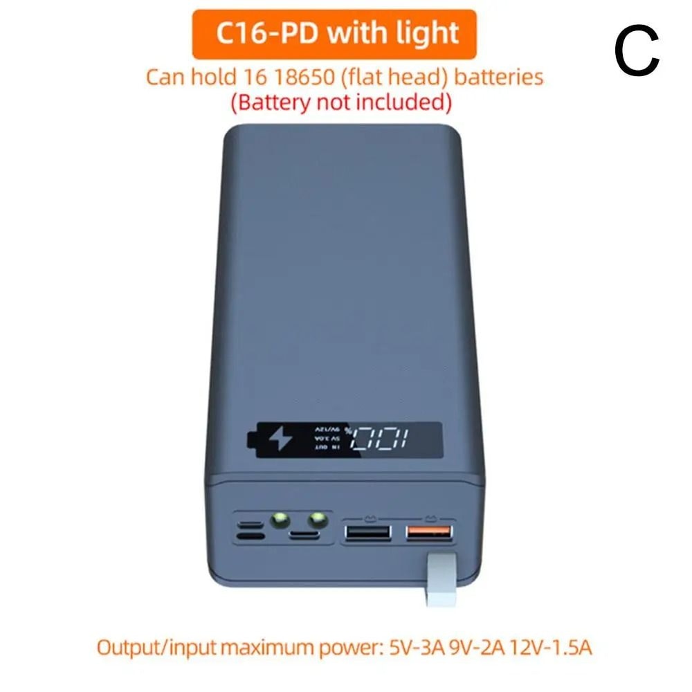 16Slot 18650 Battery Holder Power Bank Case 6