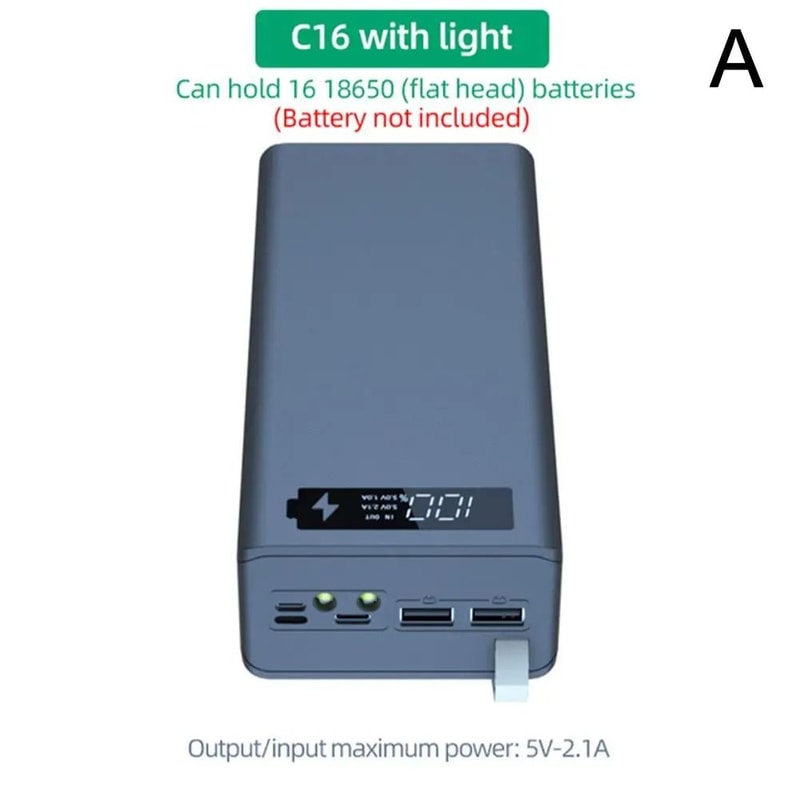 16Slot 18650 Battery Holder Power Bank Case 7