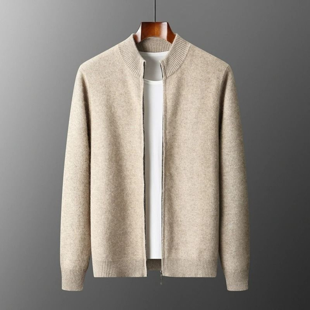 Mens Merino Wool Mock Collar Zipper Cardigan Sweater For Autumn And Winter 0