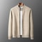 Mens Merino Wool Mock Collar Zipper Cardigan Sweater For Autumn And Winter 0