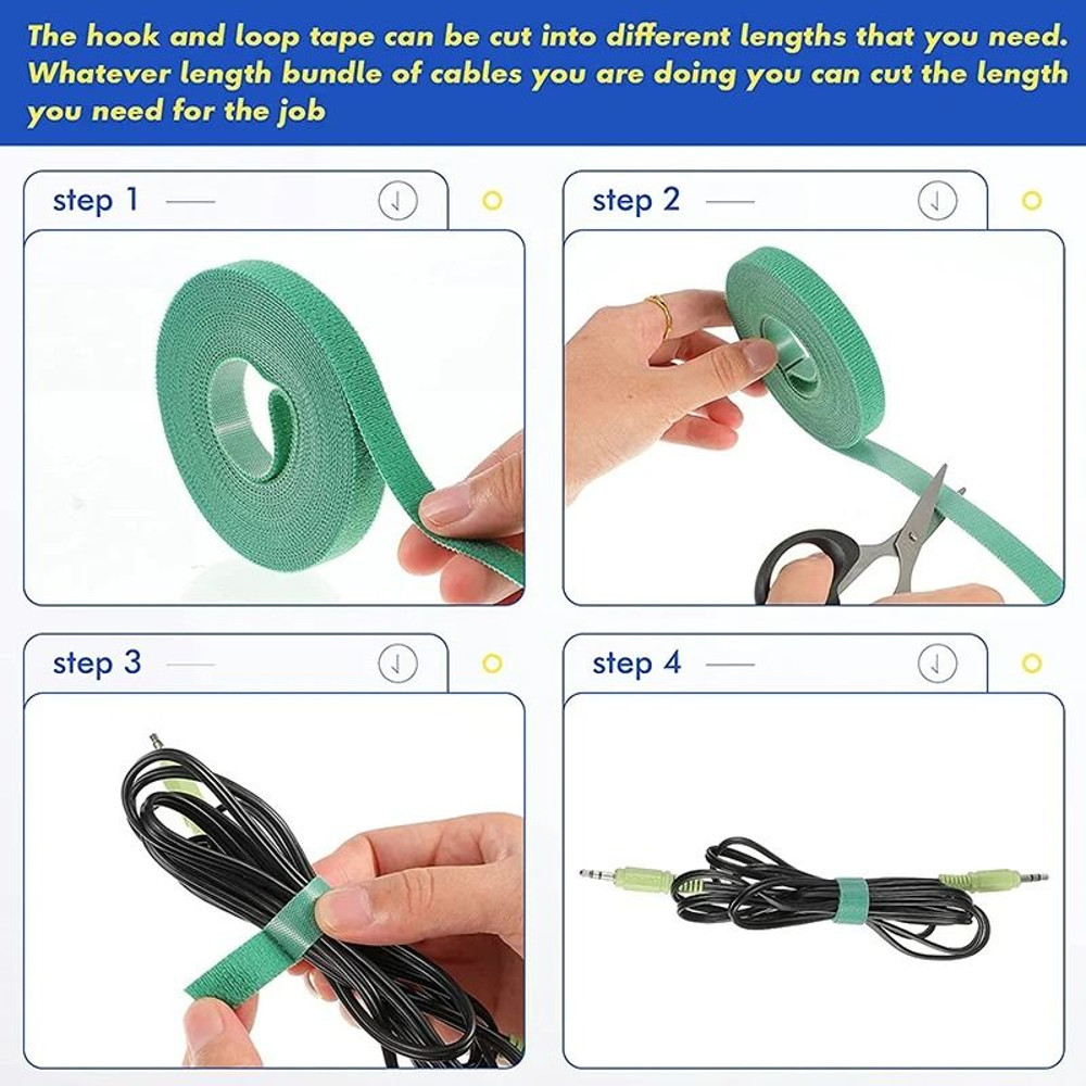 Reusable Double Sided Hook And Loop Fastening Tape Cable Organizer Roll 5