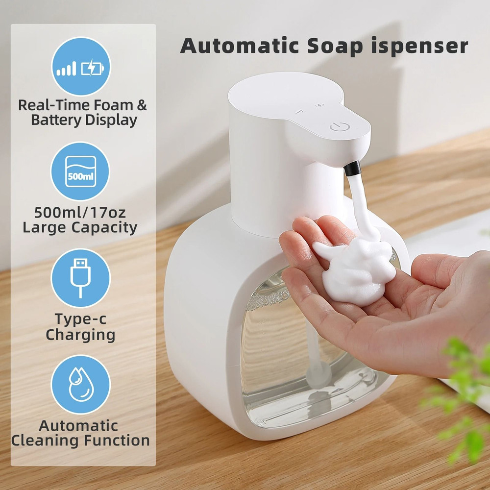 Wall Mounted Automatic Foam Soap Dispenser 500ml Smart Touchless Hand Washer 1