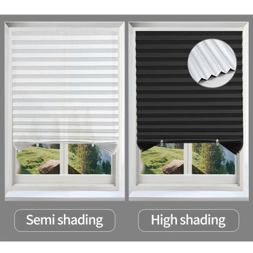 Self Adhesive Pleated Blackout Window Shade Non Woven Curtain For Home And Office 1