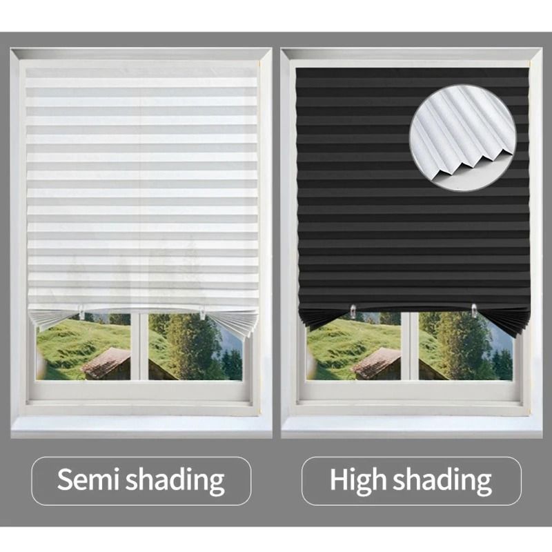 Self Adhesive Pleated Blackout Window Shade Non Woven Curtain For Home And Office 1