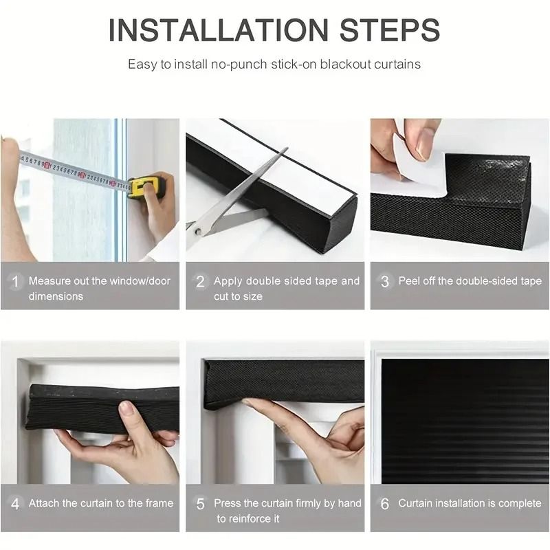 Self Adhesive Pleated Blackout Window Shade Non Woven Curtain For Home And Office 3