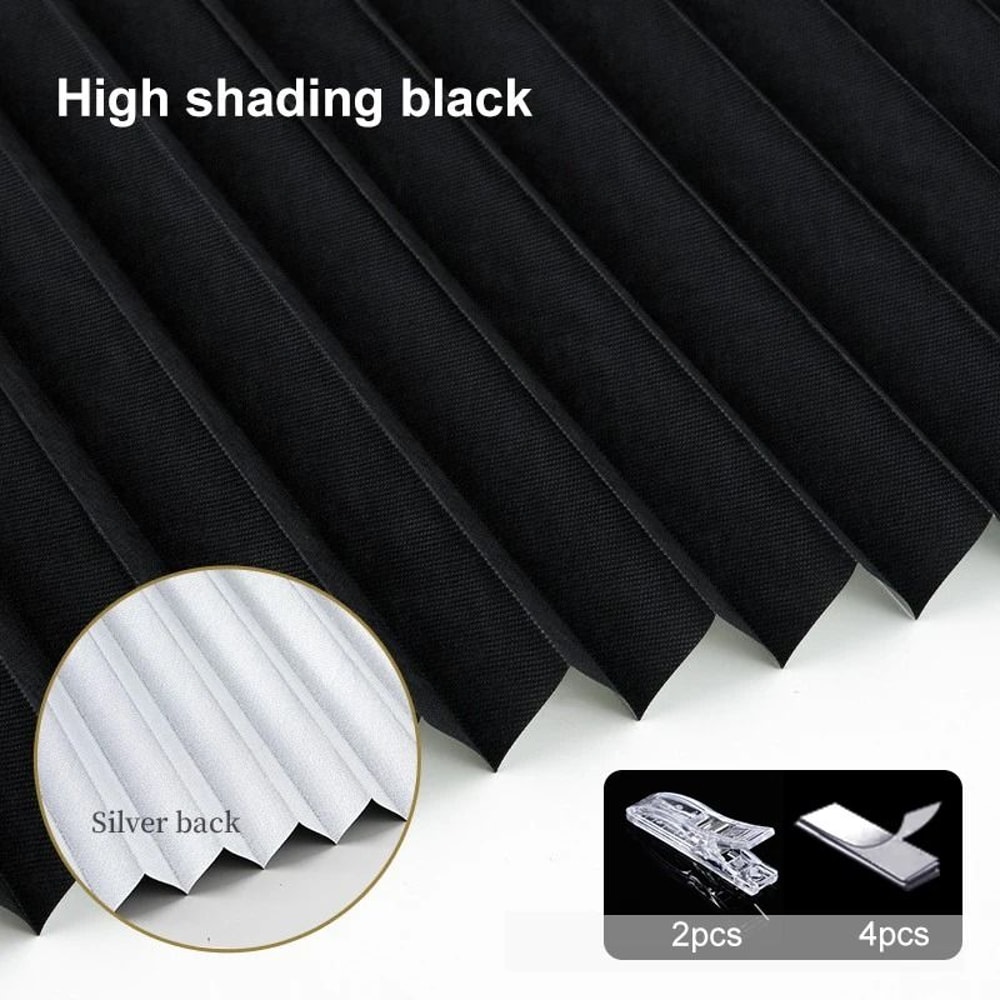 Self Adhesive Pleated Blackout Window Shade Non Woven Curtain For Home And Office 6