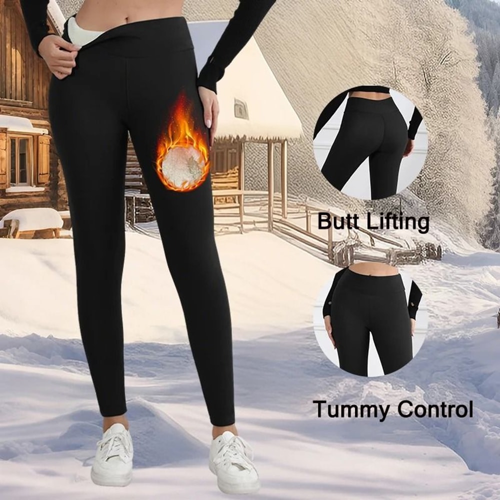 Winter Warm Fleece Leggings Velvet Thick High Waist Elastic Tights For Women 3