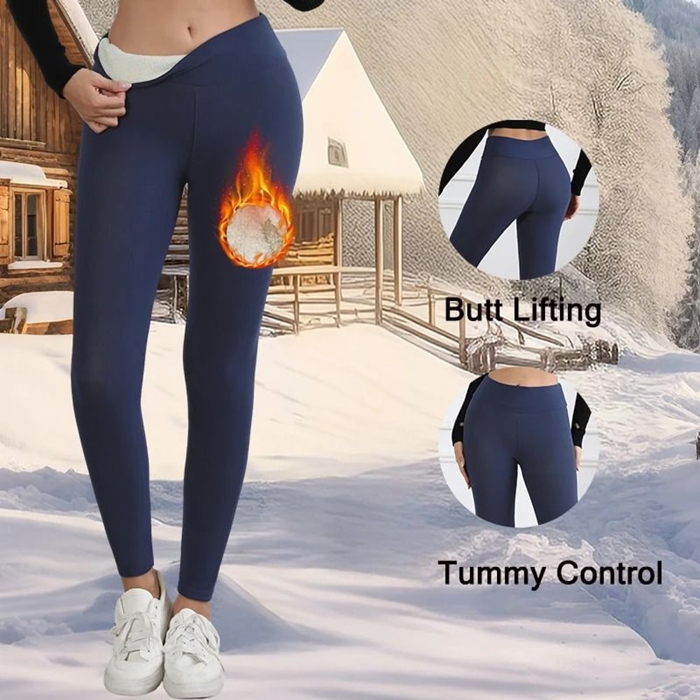 Winter Warm Fleece Leggings Velvet Thick High Waist Elastic Tights For Women 4