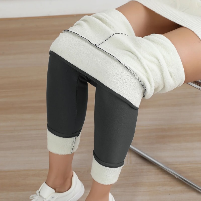 Winter Warm Fleece Leggings Velvet Thick High Waist Elastic Tights For Women 7