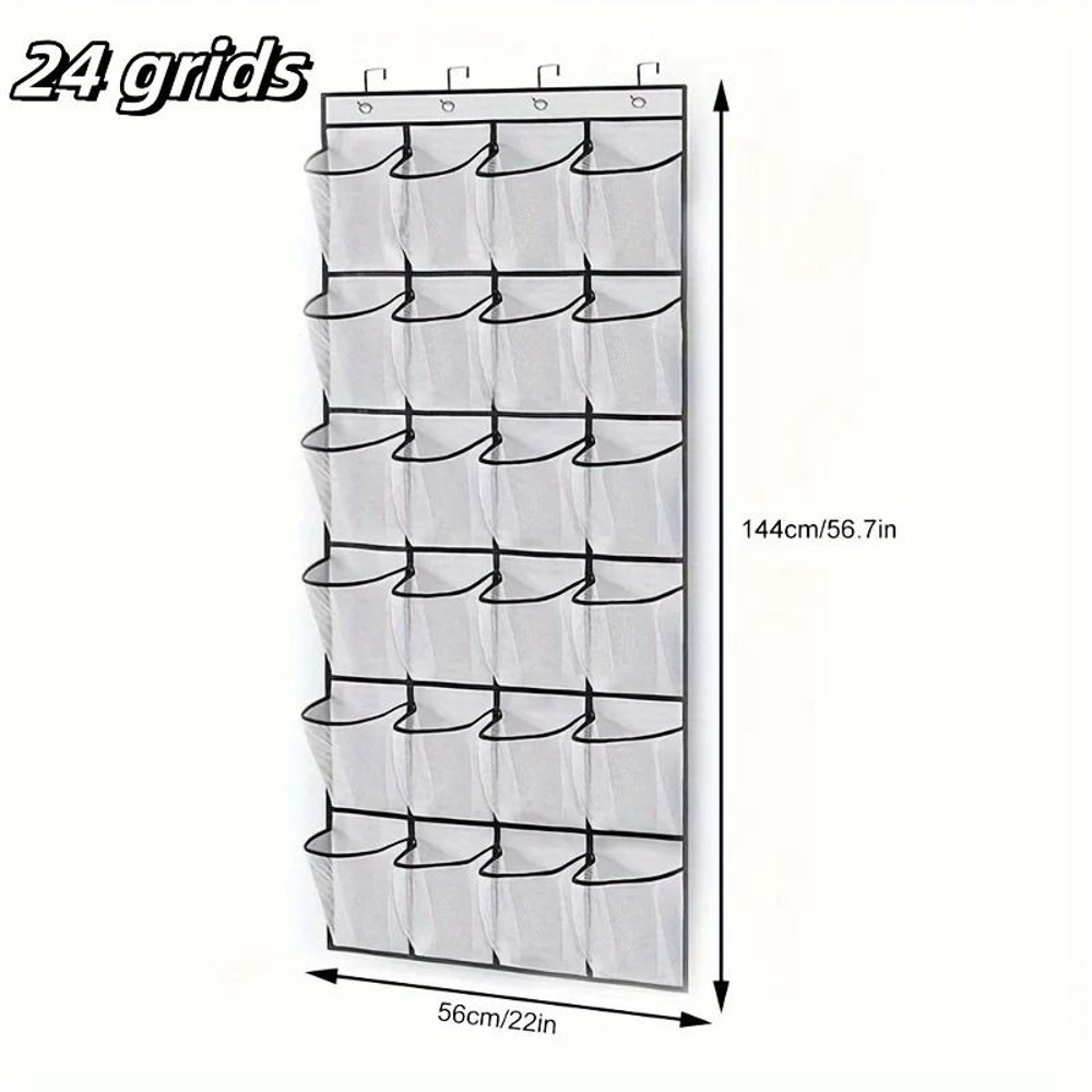 24Grid WallMounted Shoe Organizer With Clear Mesh Pockets 2