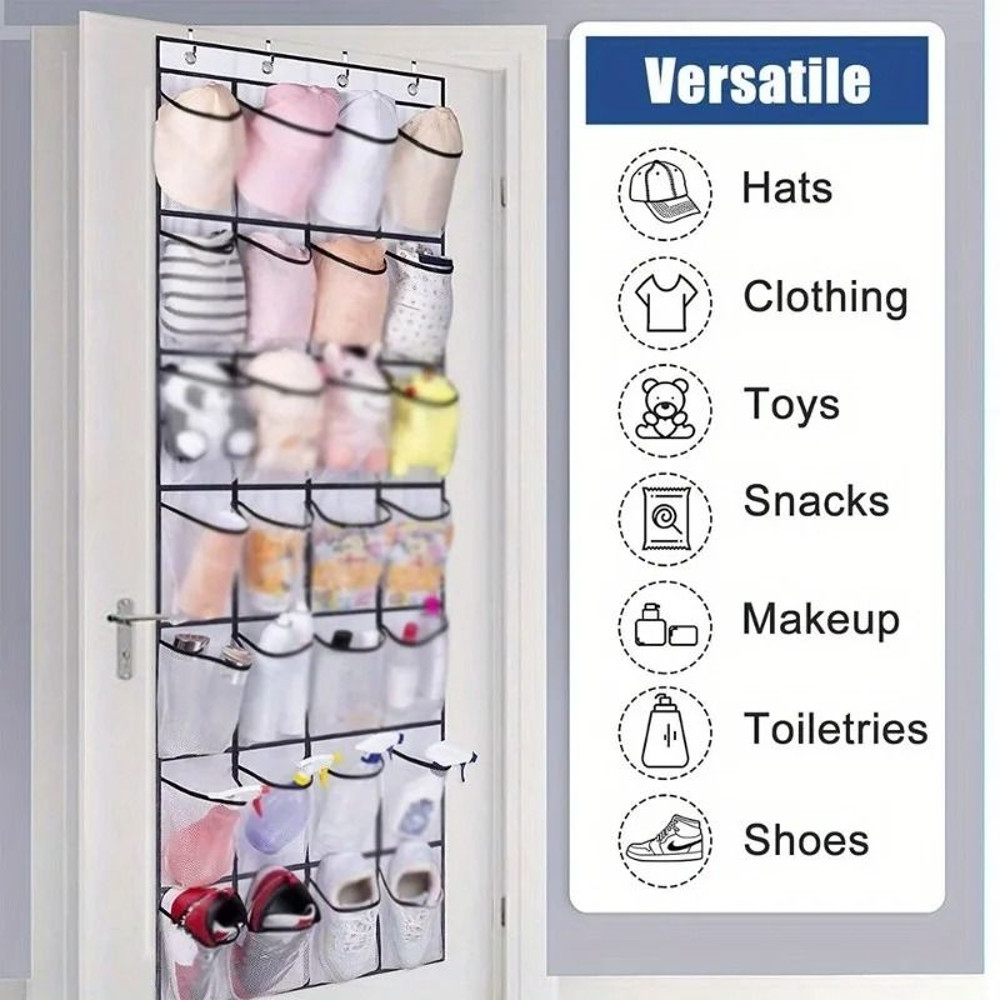 24Grid WallMounted Shoe Organizer With Clear Mesh Pockets 4