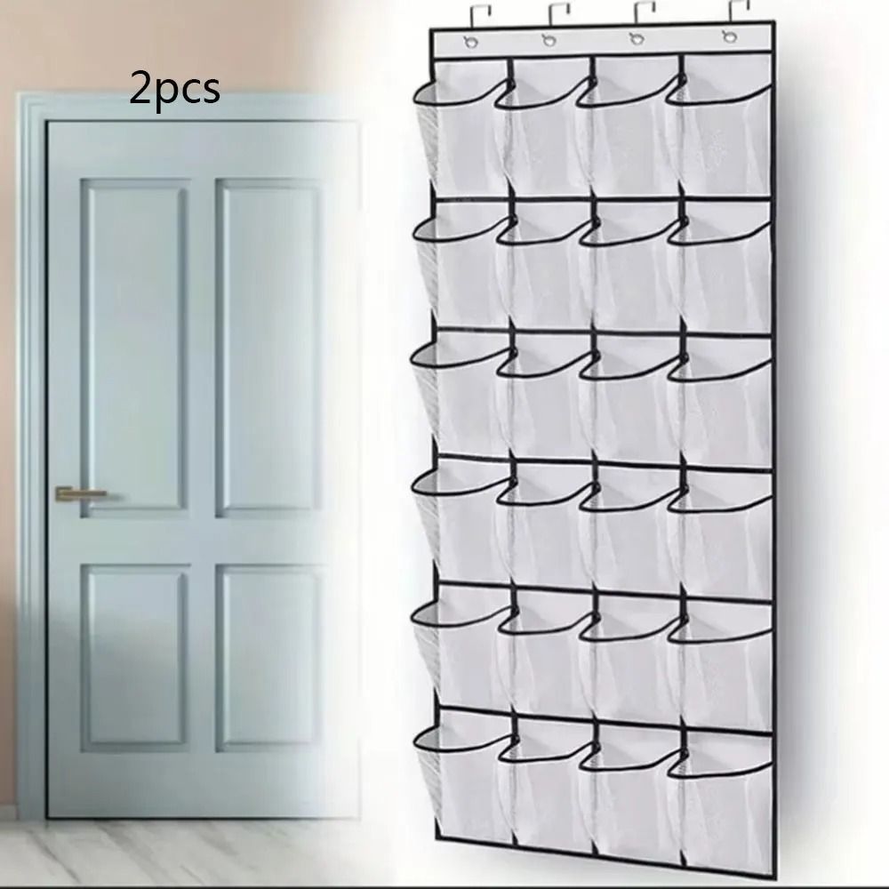 24Grid WallMounted Shoe Organizer With Clear Mesh Pockets 7
