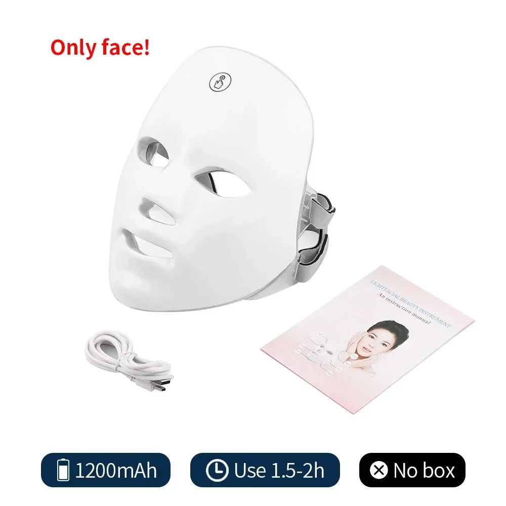 Wireless 7Color LED Face And Neck Beauty Mask Photon Therapy Skin Tightening And Rejuvenation Devi 10