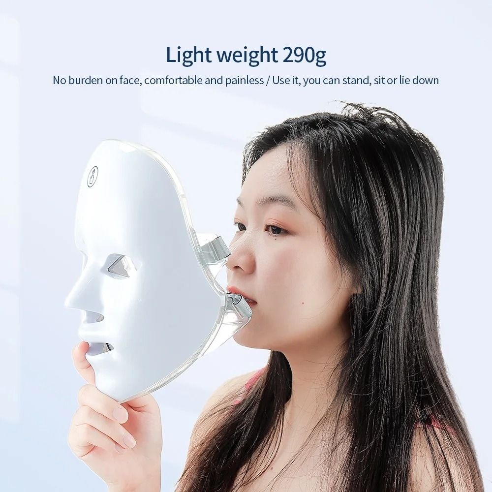 Wireless 7Color LED Face And Neck Beauty Mask Photon Therapy Skin Tightening And Rejuvenation Devi 3