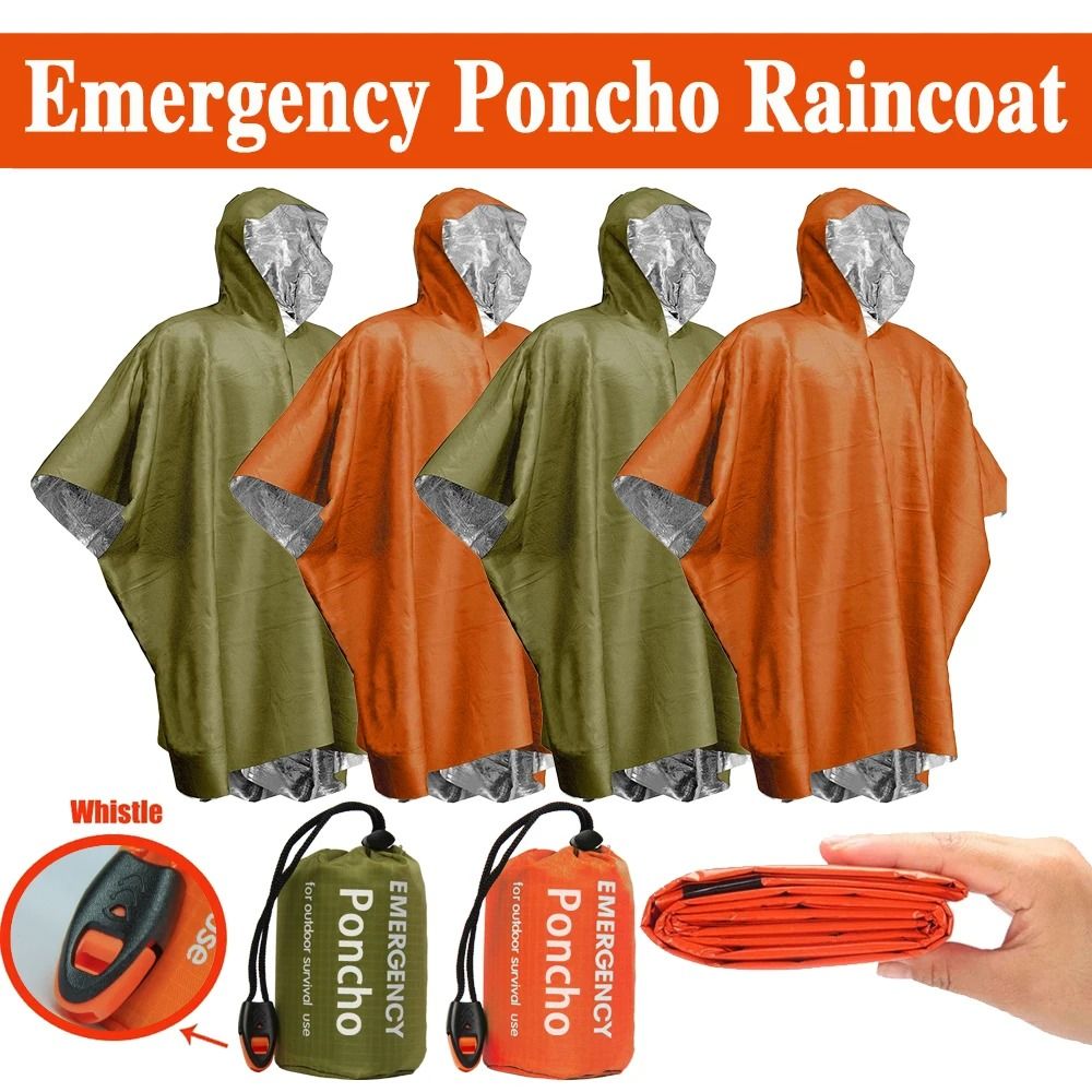 Emergency Waterproof Survival Poncho And Blanket Lightweight Thermal Raincoat For Camping And Outd 0