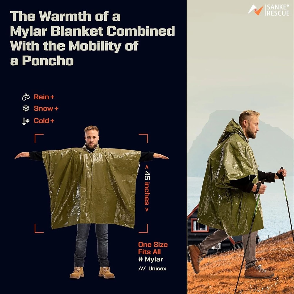 Emergency Waterproof Survival Poncho And Blanket Lightweight Thermal Raincoat For Camping And Outd 2