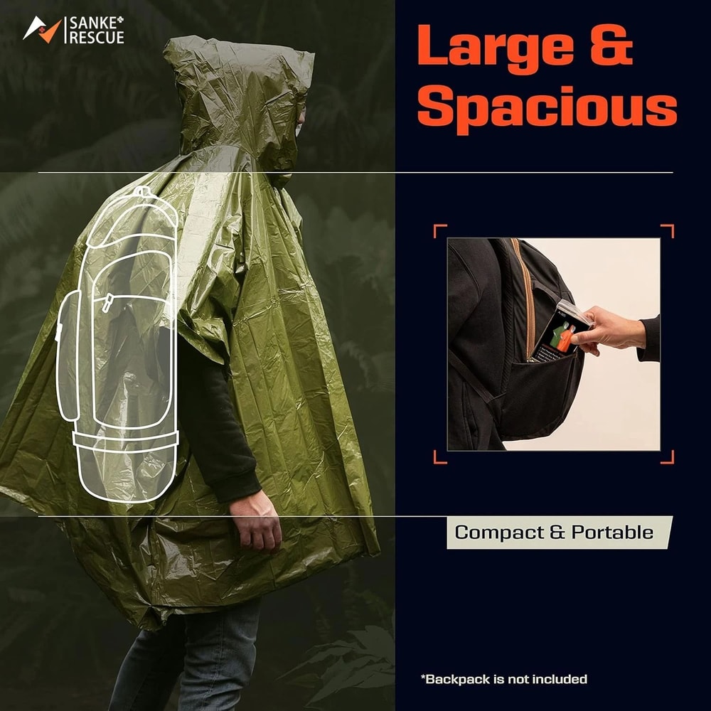 Emergency Waterproof Survival Poncho And Blanket Lightweight Thermal Raincoat For Camping And Outd 6