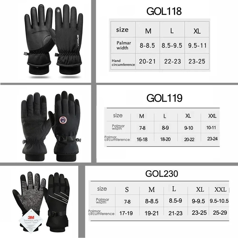 Men Waterproof Winter Cycling Gloves  Touch Screen Thermal Fleece Outdoor Gloves For Running Skiing 5