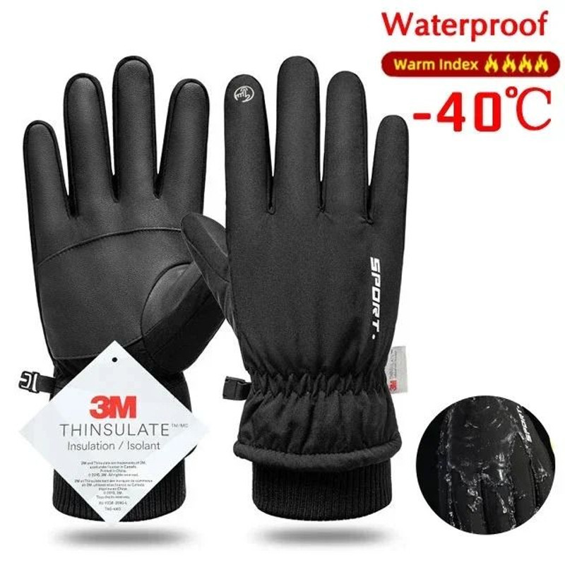 Men Waterproof Winter Cycling Gloves  Touch Screen Thermal Fleece Outdoor Gloves For Running Skiing 6