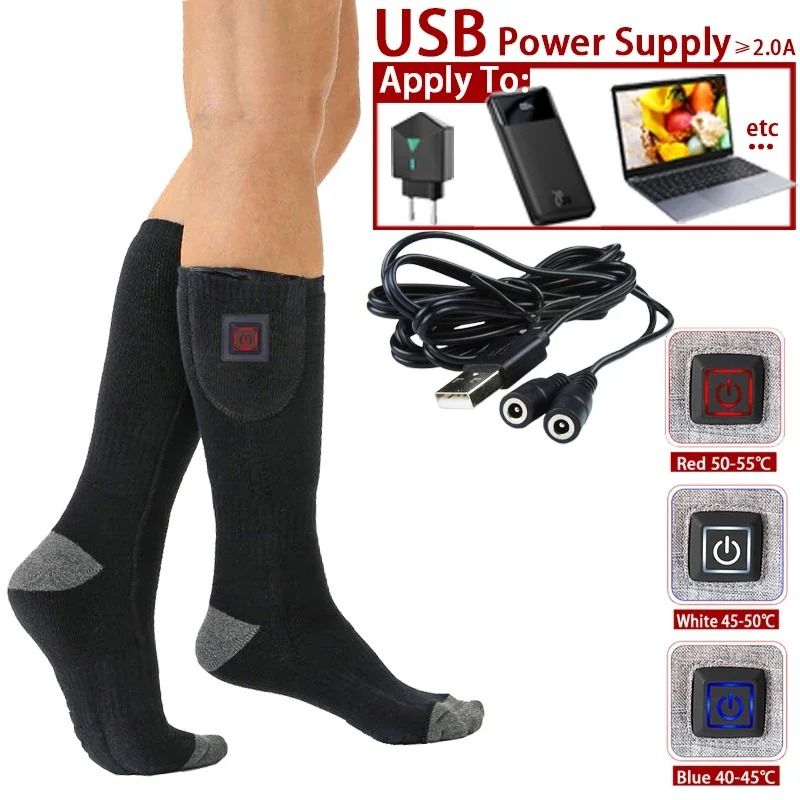 Winter Electric Heated Socks  Adjustable Thermal Foot Warmers For Men And Women Rechargeable For Sk 0