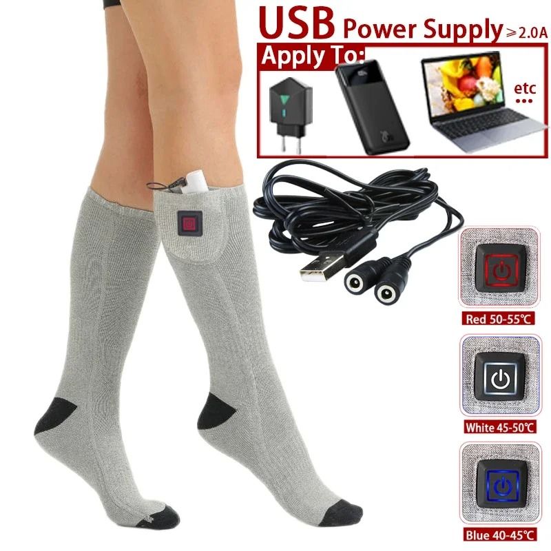 Winter Electric Heated Socks  Adjustable Thermal Foot Warmers For Men And Women Rechargeable For Sk 5