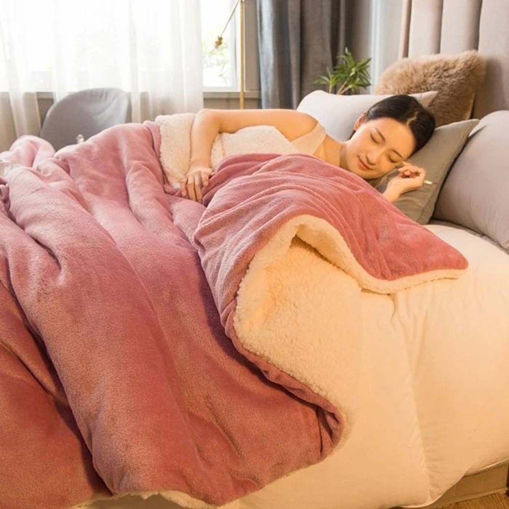 DoubleSided Wool Throw Blanket Warm Winter Bedspread And Camping Cover For Double Or Queen Beds 8