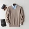Classic VNeck Pullover Sweater For Men Warm Cashmere Cotton Blend Winter Jumper 6