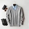 Classic VNeck Pullover Sweater For Men Warm Cashmere Cotton Blend Winter Jumper 23