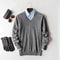 Classic VNeck Pullover Sweater For Men Warm Cashmere Cotton Blend Winter Jumper 26