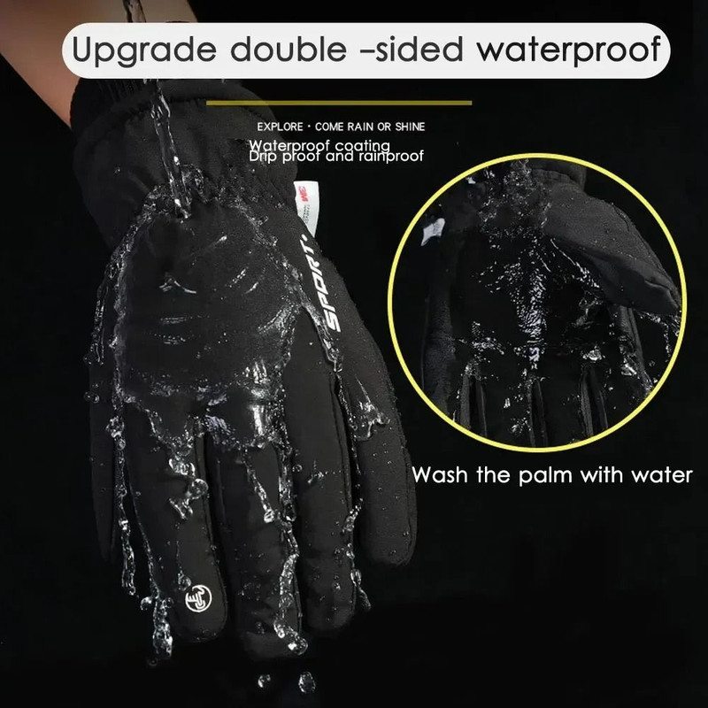 Winter Waterproof Cycling Gloves For Men Outdoor Sports Motorcycle Ski Running Full Finger Touch Sc 1