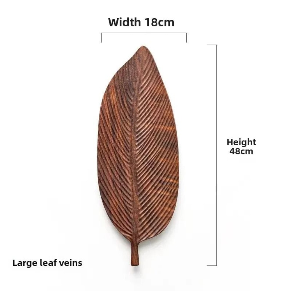 Leaf Shaped Oleander Wood Tray With Handle For Breakfast Desserts And Snacks 9