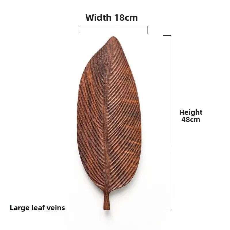 Leaf Shaped Oleander Wood Tray With Handle For Breakfast Desserts And Snacks 9