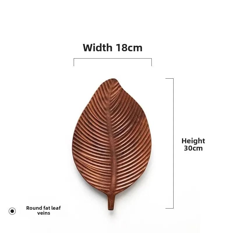 Leaf Shaped Oleander Wood Tray With Handle For Breakfast Desserts And Snacks 7