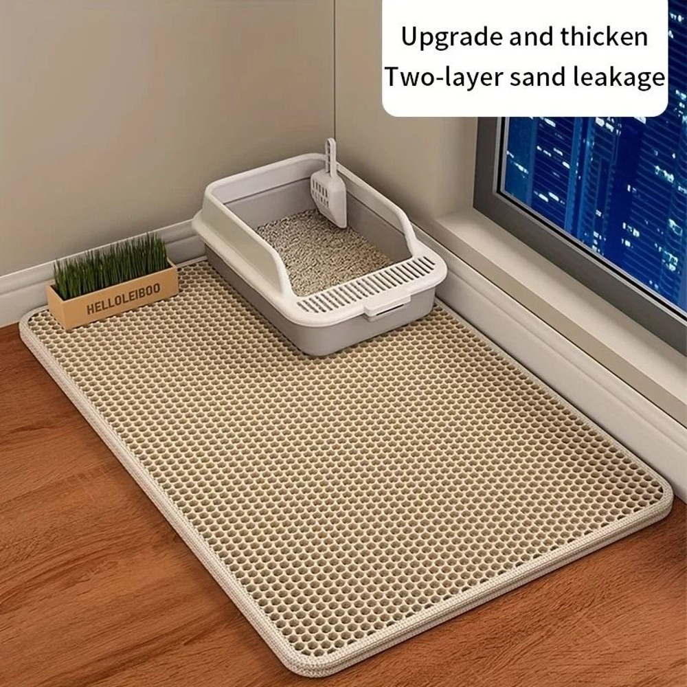 Double Layer Honeycomb Cat Litter Mat Waterproof And Easy Clean Design 0