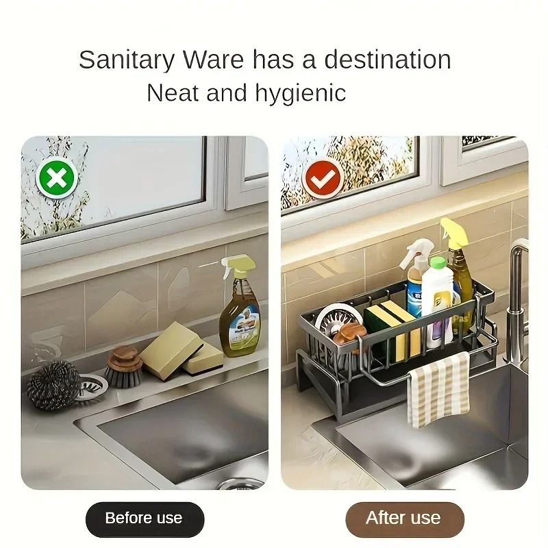 Kitchen Sink Drain Rack And Sponge Holder With Narrow Edge Design 3