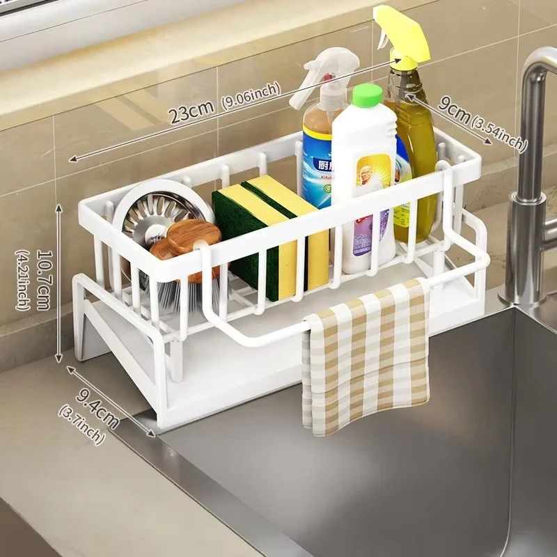 Kitchen Sink Drain Rack And Sponge Holder With Narrow Edge Design 8