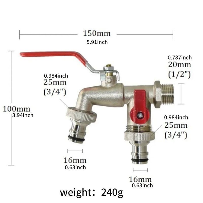 2in1 Double Valve Outdoor Garden Faucet With AntiFreeze Design 5