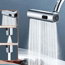 3-mode rotating kitchen faucet nozzle with high pressure and splash-proof design