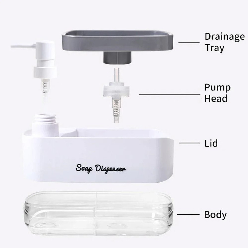 Multifunctional Soap Dispenser With Sponge Holder For Kitchen And Bathroom 4