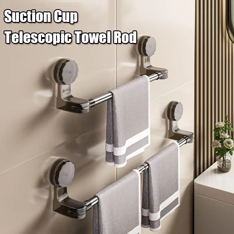 Retractable Suction Cup Towel Bar For Kitchen And Bathroom 0