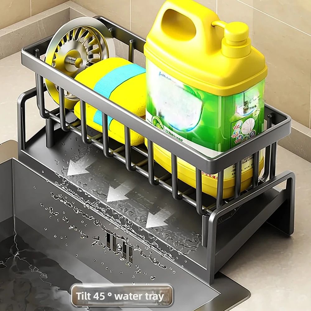 Kitchen Sink Drain Rack Organizer With Sponge And Soap Holder 3