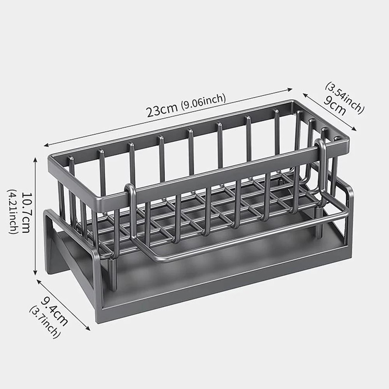 Kitchen Sink Drain Rack Organizer With Sponge And Soap Holder 5