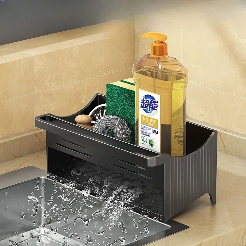 Automatic Drainage Sink Storage Rack With Sponge And Towel Holder 1