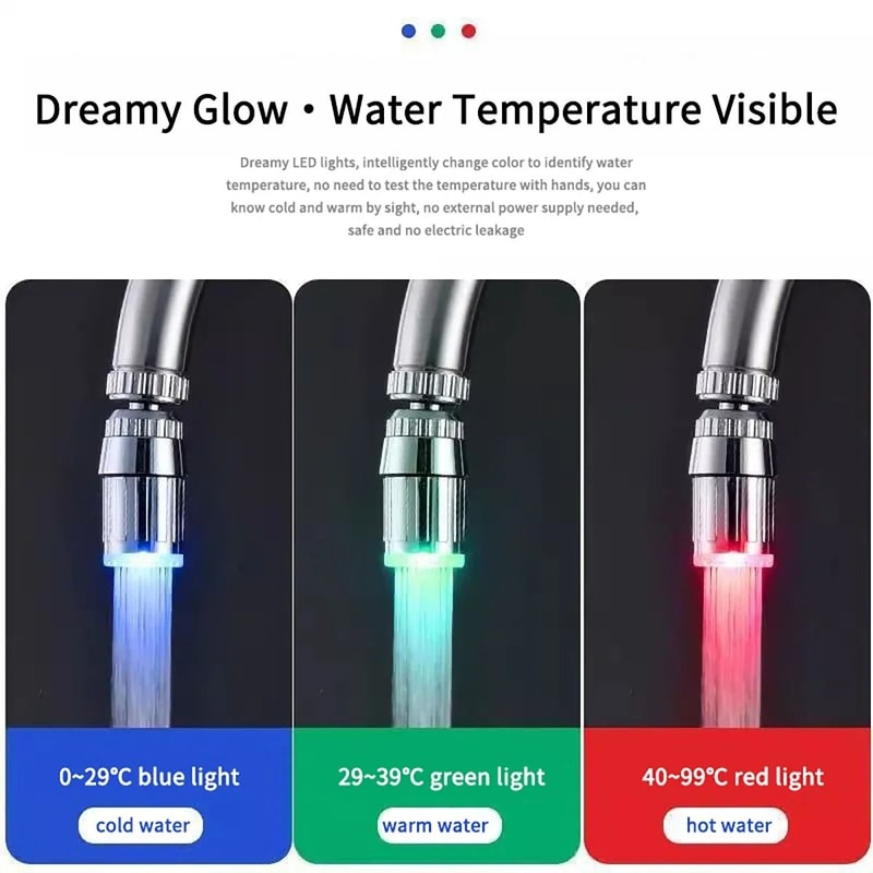 LED Temperature Sensitive Faucet Extender With 360 Degree Rotation 5